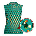 Toucan Tee Time Women Sleeveless Polo Shirt - Detail Close-up