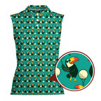 Toucan Tee Time Women Sleeveless Polo Shirt - Detail Close-up