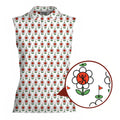 Rage In Bloom Women Sleeveless Polo Shirt - Detail Close-up