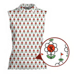Rage In Bloom Women Sleeveless Polo Shirt - Detail Close-up