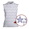 Dimple Star Flag Women Sleeveless Polo Shirt - Detail Close-up
