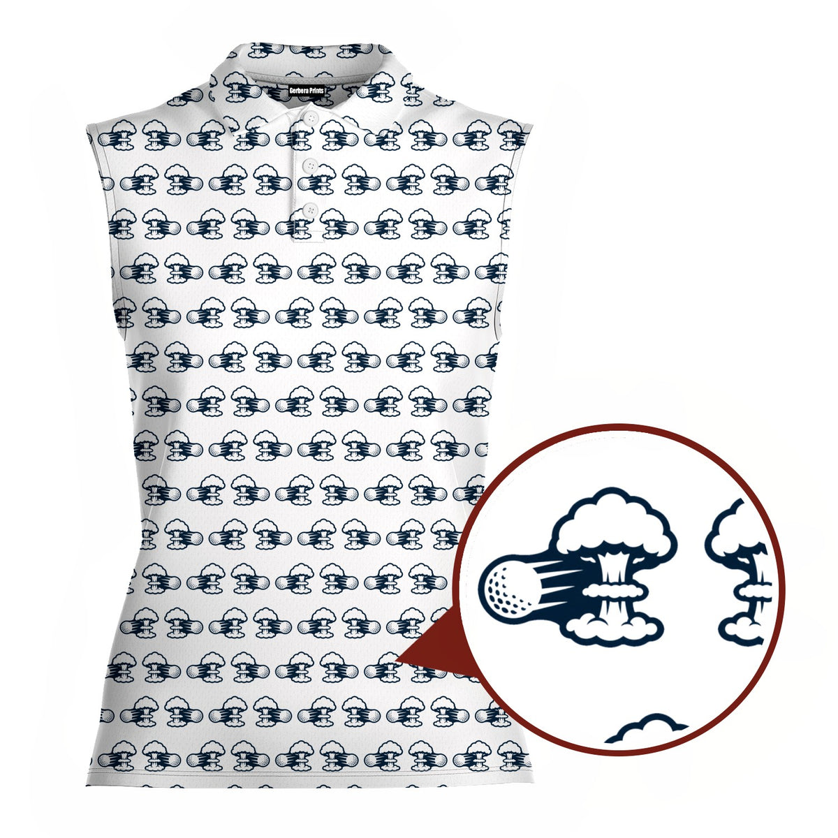 Total Tee Destruction Women Sleeveless Polo Shirt - Detail Close-up