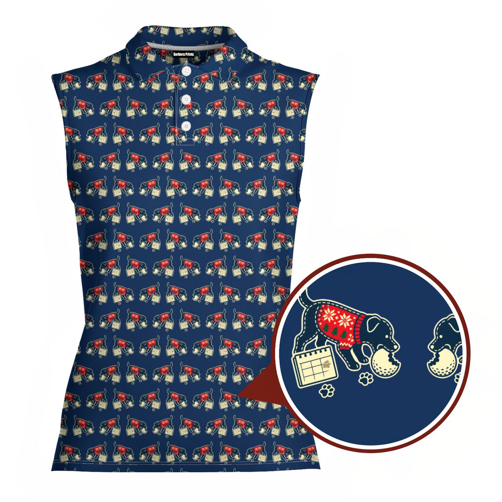 Mulligan Hound Women Sleeveless Polo Shirt - Detail Close-up