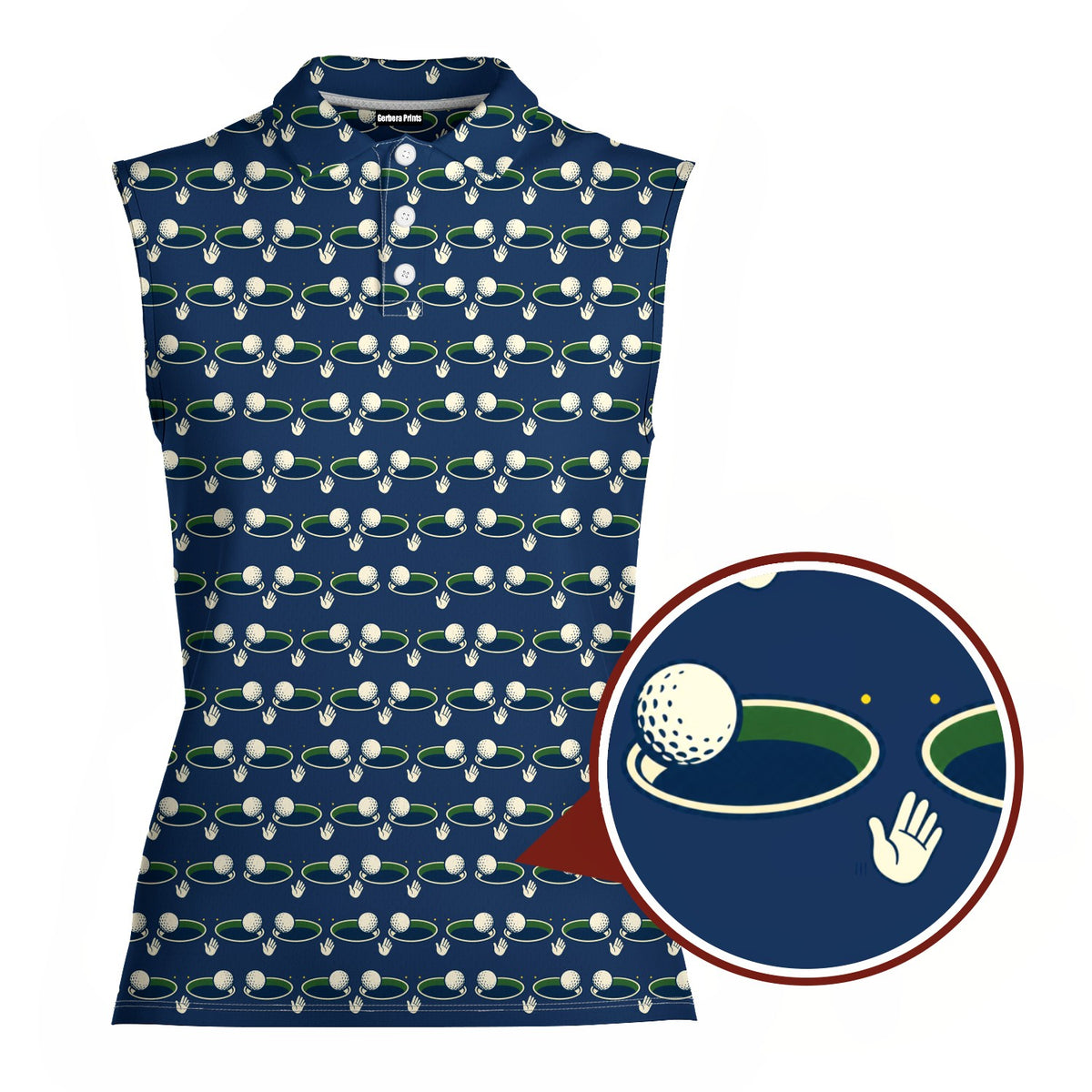 I Got This One Women Sleeveless Polo Shirt - Detail Close-up