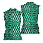 Toucan Tee Time Women Sleeveless Polo Shirt - Front and Back