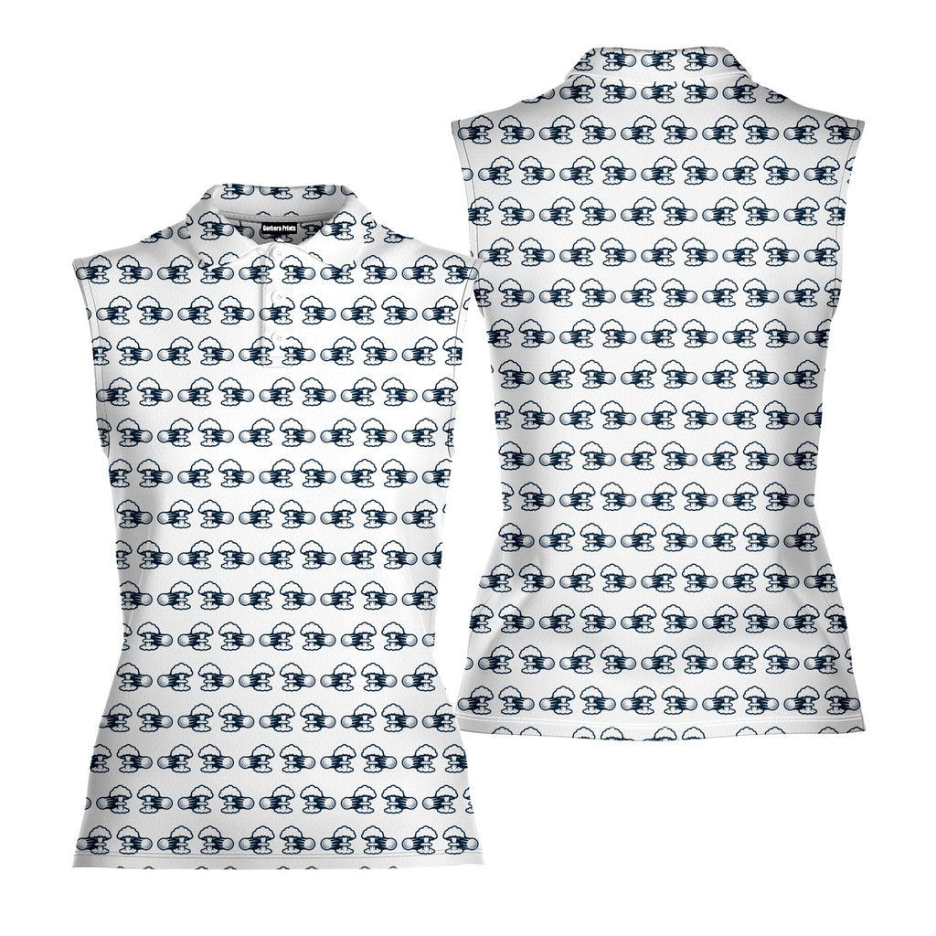 Total Tee Destruction Women Sleeveless Polo Shirt - Front and Back