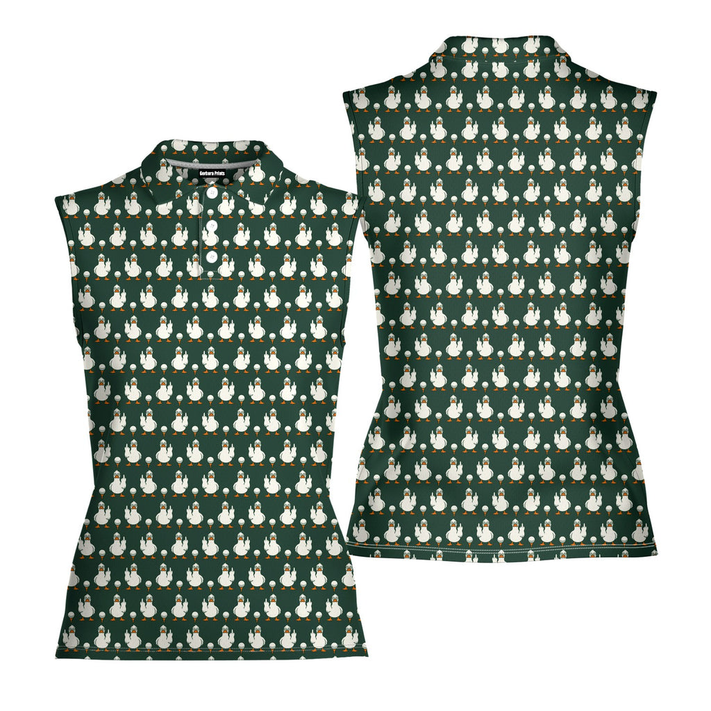 Birdie Salute Women Sleeveless Polo Shirt - Front and Back