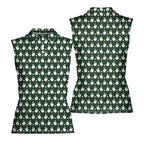 Birdie Salute Women Sleeveless Polo Shirt - Front and Back