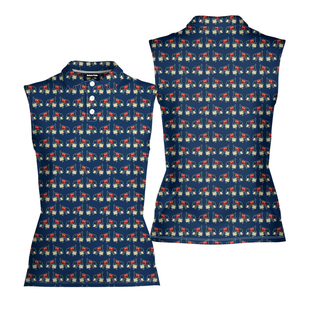 Mulligan Hound Women Sleeveless Polo Shirt - Front and Back