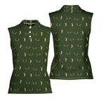 Buck Season Birdie Women Sleeveless Polo Shirt - Front and Back