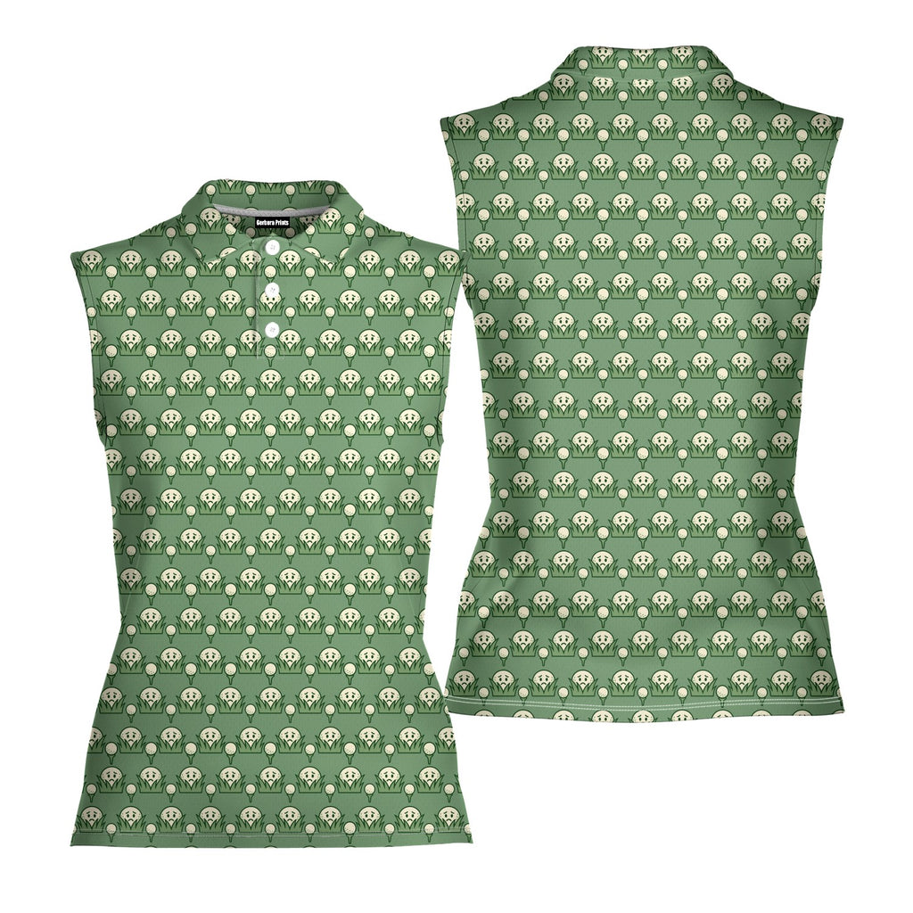 Lost In The Rough Women Sleeveless Polo Shirt - Front and Back