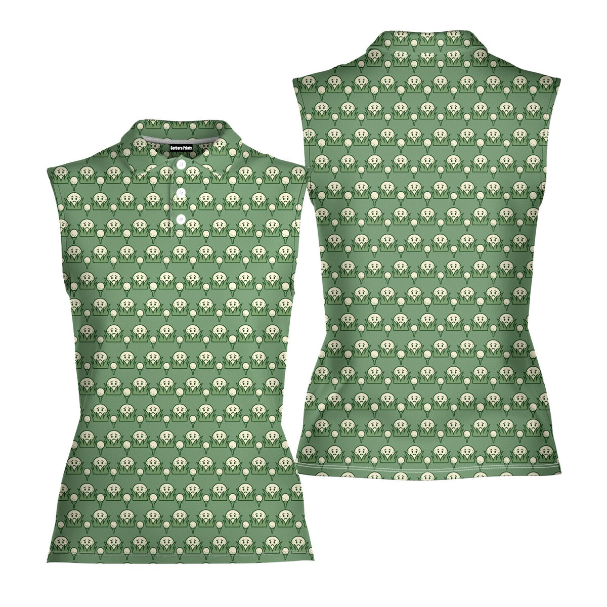Lost In The Rough Women Sleeveless Polo Shirt - Front and Back