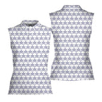Dimple Star Flag Women Sleeveless Polo Shirt - Front and Back