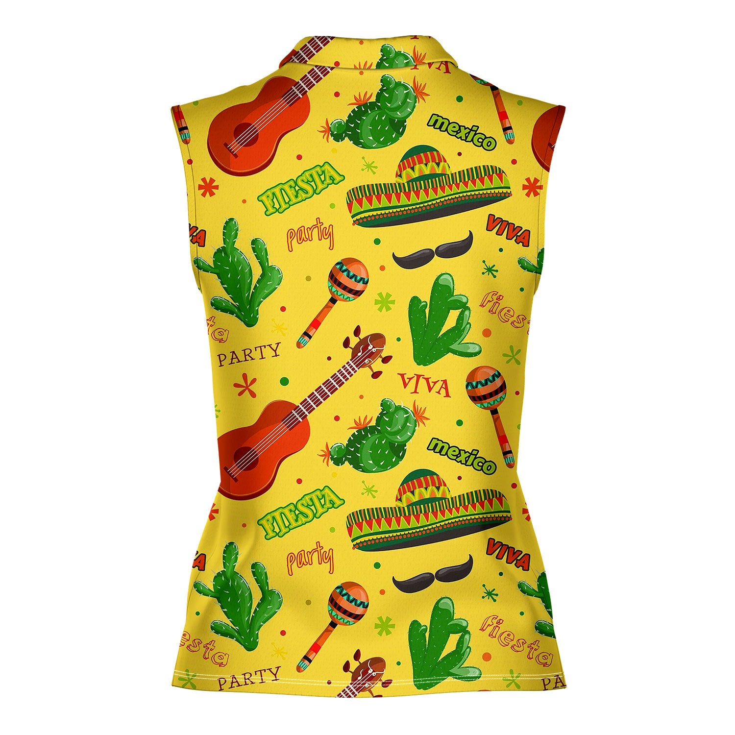 Fiesta Party Mexico-Women Sleeveless Polo Shirt-Gerbera Prints