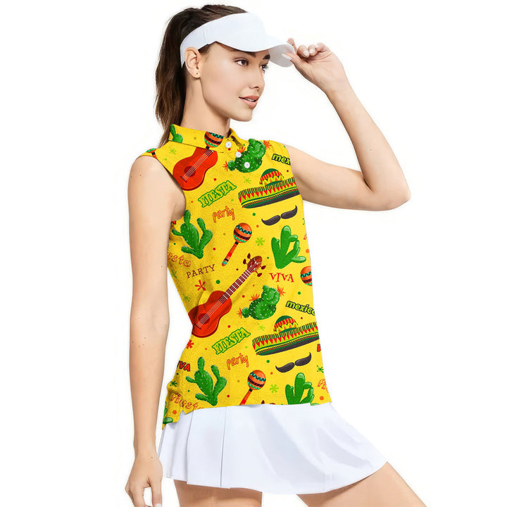 Fiesta Party Mexico - Ladies Sleeveless Golf Polo Shirt