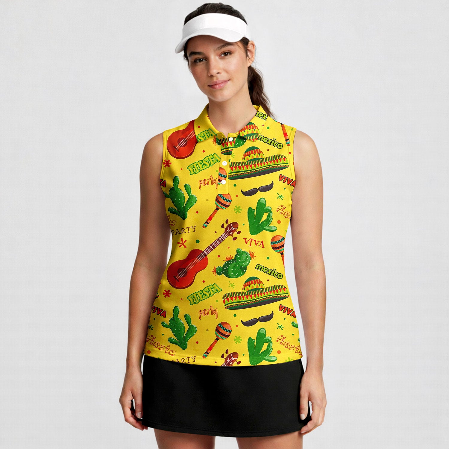Fiesta Party Mexico-Women Sleeveless Polo Shirt-Gerbera Prints