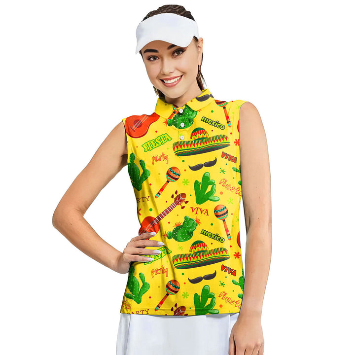 Fiesta Party Mexico - Ladies Sleeveless Golf Polo Shirt