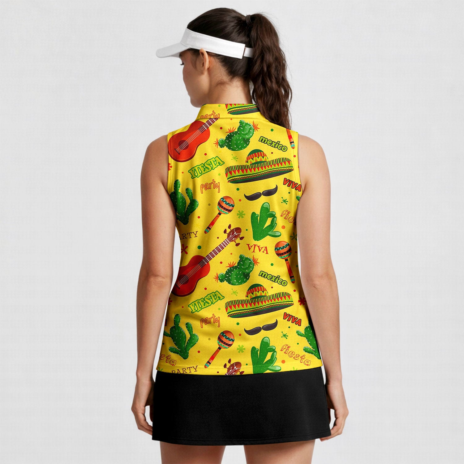 Fiesta Party Mexico-Women Sleeveless Polo Shirt-Gerbera Prints