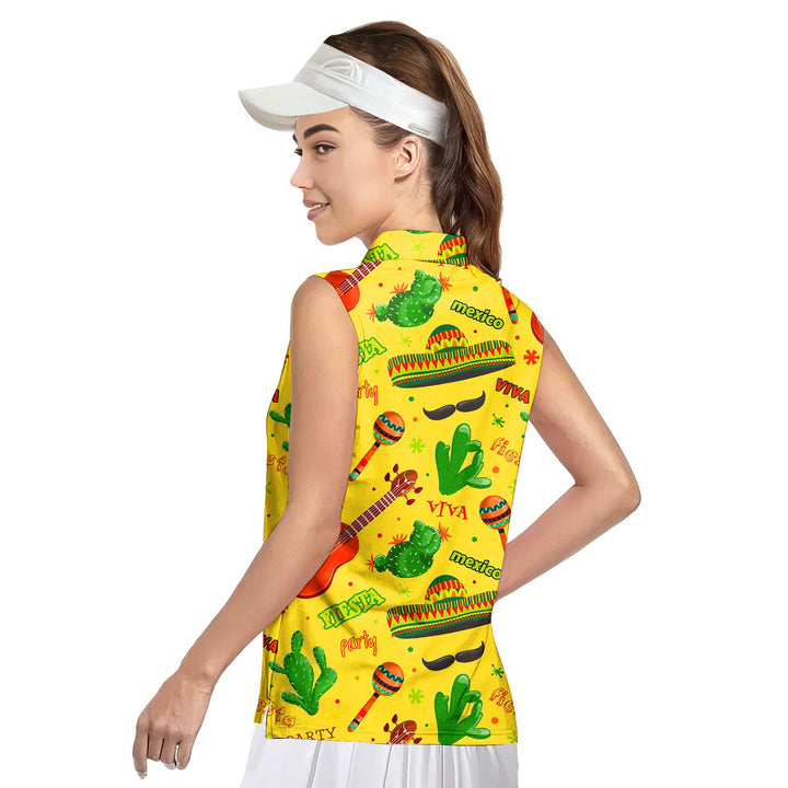 Fiesta Party Mexico - Ladies Sleeveless Golf Polo Shirt