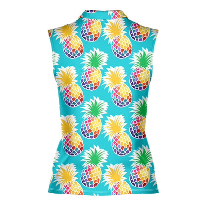 Colorful Pineapples - Ladies Sleeveless Golf Polo Shirt