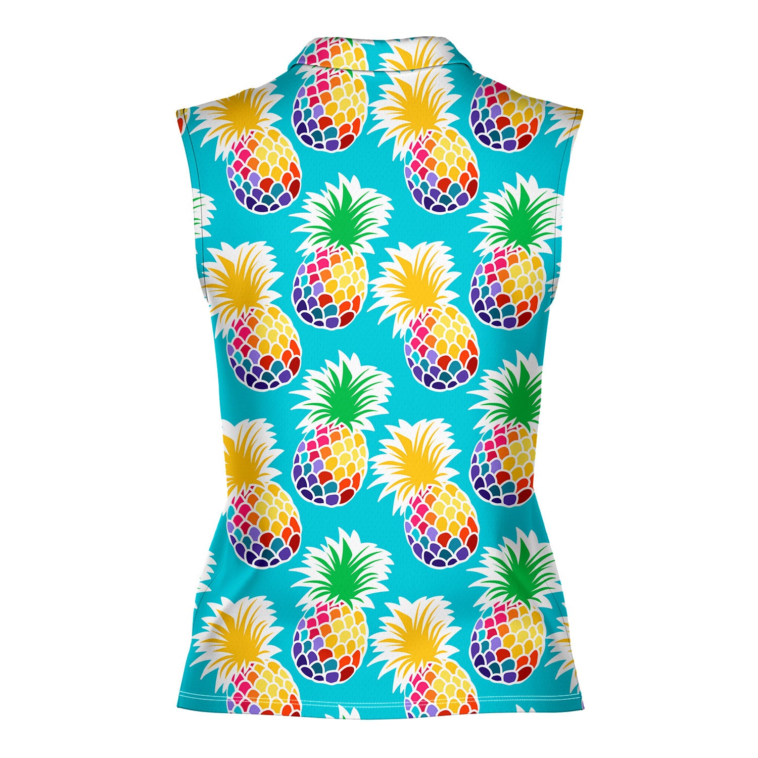 Colorful Pineapples-Women Sleeveless Polo Shirt-Gerbera Prints