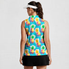 Colorful Pineapples-Women Sleeveless Polo Shirt-Gerbera Prints