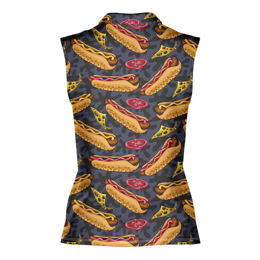 Life Is Better With Hot dog-Women Sleeveless Polo Shirt-Gerbera Prints