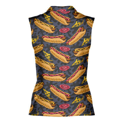 Life Is Better With Hot dog - Ladies Sleeveless Golf Polo Shirt