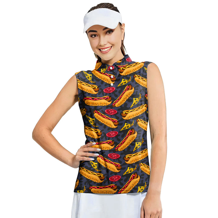 Life Is Better With Hot dog - Ladies Sleeveless Golf Polo Shirt