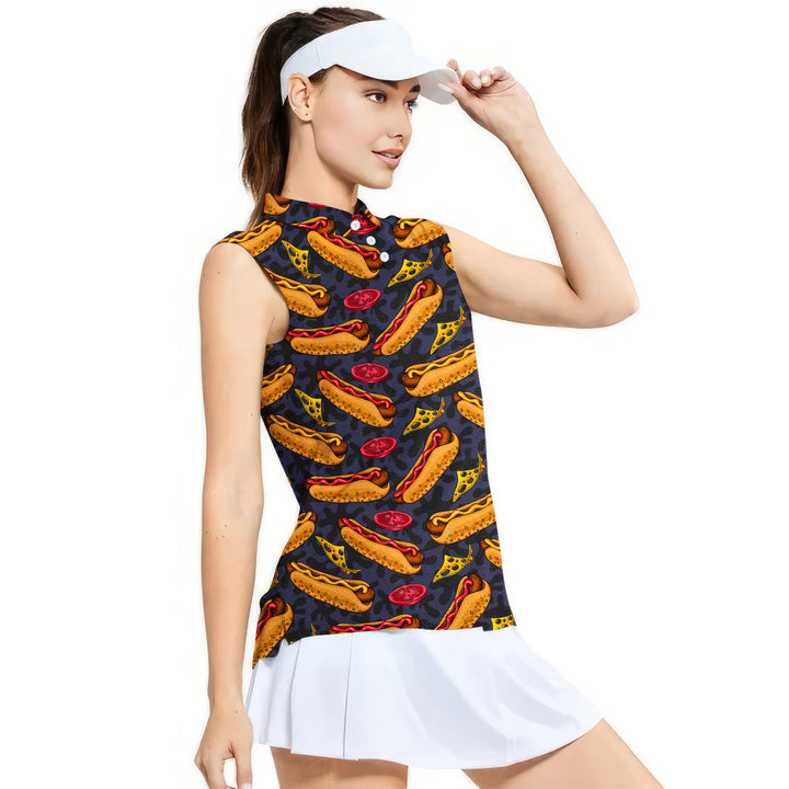 Life Is Better With Hot dog - Ladies Sleeveless Golf Polo Shirt