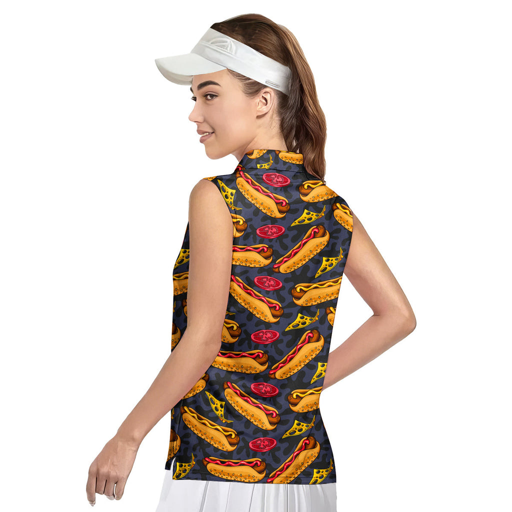 Life Is Better With Hot dog-Women Sleeveless Polo Shirt-Gerbera Prints