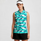 Realistic Dolphins In The Sea-Women Sleeveless Polo Shirt-Gerbera Prints