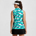 Realistic Dolphins In The Sea-Women Sleeveless Polo Shirt-Gerbera Prints
