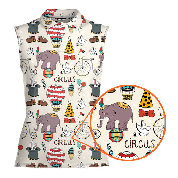 Lead A Circus Animal Pattern - Ladies Sleeveless Golf Polo Shirt