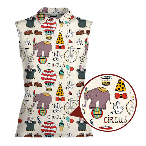 Lead A Circus Animal Pattern-Women Sleeveless Polo Shirt-Gerbera Prints