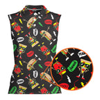 Funny Hot Dog Slice Pizza-Women Sleeveless Polo Shirt-Gerbera Prints