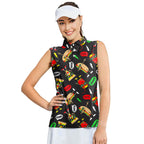 Funny Hot Dog Slice Pizza-Women Sleeveless Polo Shirt-Gerbera Prints