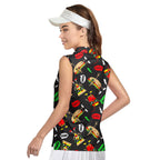 Funny Hot Dog Slice Pizza-Women Sleeveless Polo Shirt-Gerbera Prints