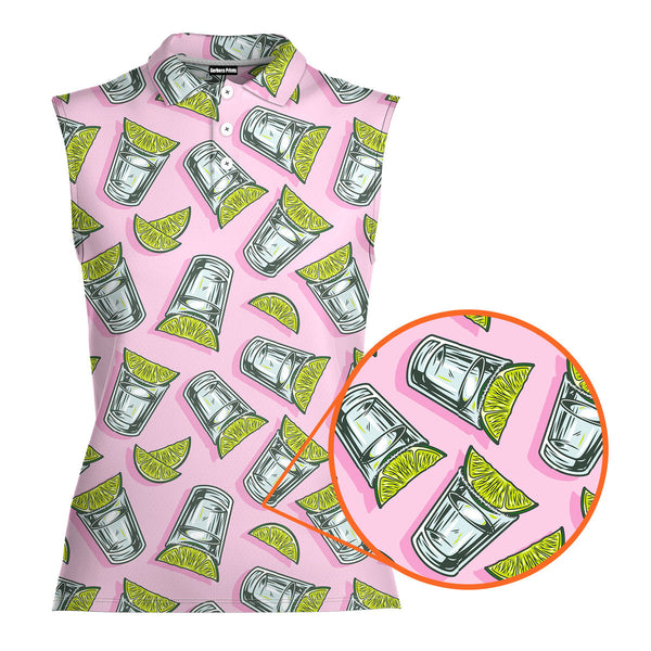 Cocktail Tequila With Lime - Ladies Sleeveless Golf Polo Shirt