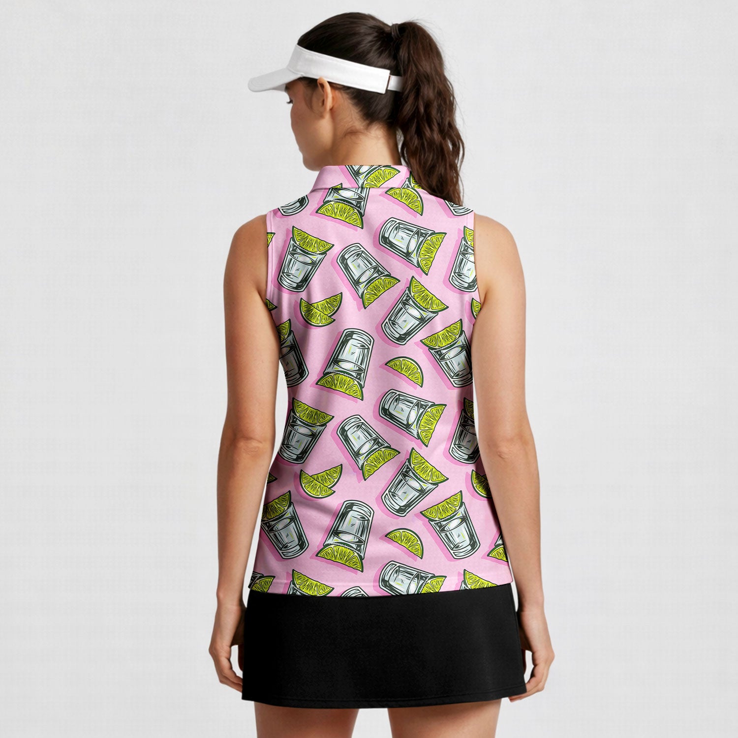Cocktail Tequila With Lime-Women Sleeveless Polo Shirt-Gerbera Prints