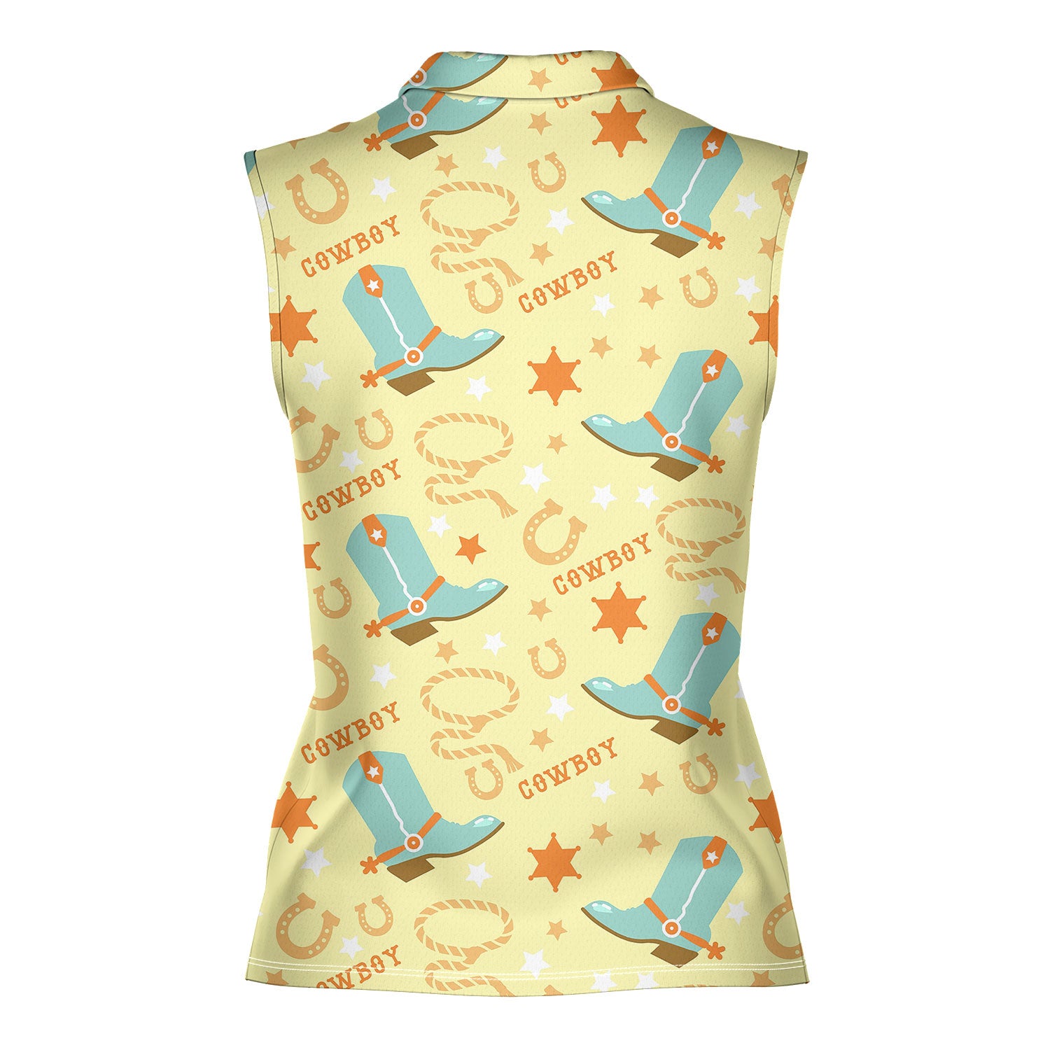 Cowboys Rodeo-Women Sleeveless Polo Shirt-Gerbera Prints