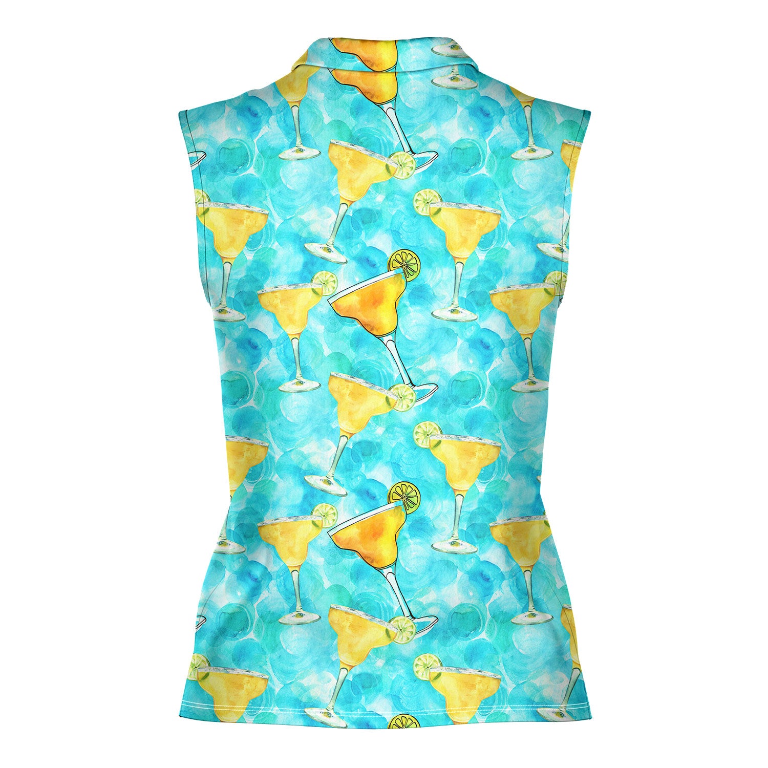 Margarita Cocktail Hello Summer-Women Sleeveless Polo Shirt-Gerbera Prints