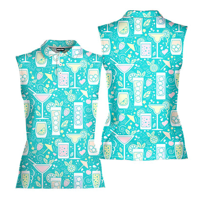Cocktails Hello Summer - Ladies Sleeveless Golf Polo Shirt