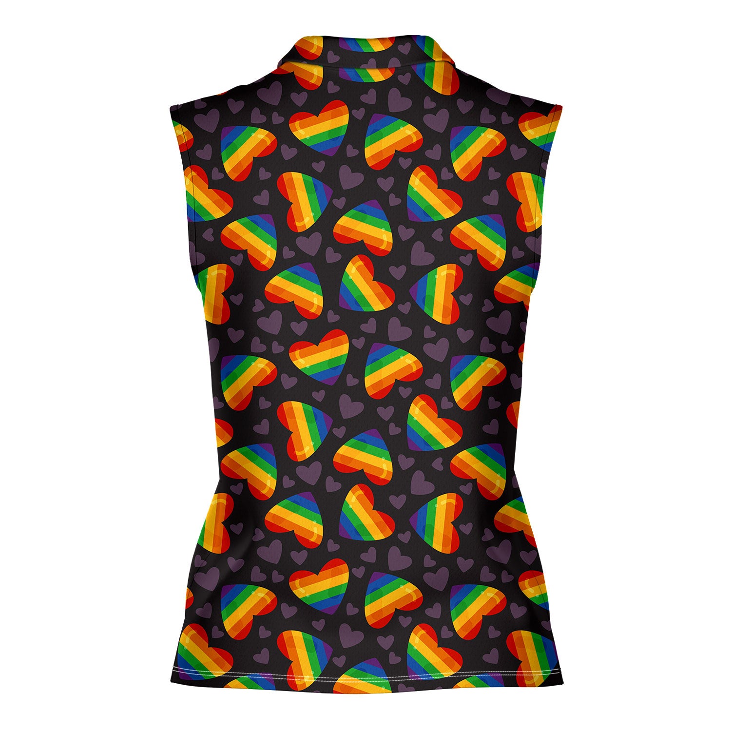 Rainbow Heart LGBT-Women Sleeveless Polo Shirt-Gerbera Prints