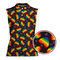 Rainbow Heart LGBT-Women Sleeveless Polo Shirt-Gerbera Prints