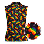Rainbow Heart LGBT-Women Sleeveless Polo Shirt-Gerbera Prints