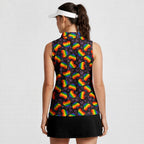 Rainbow Heart LGBT-Women Sleeveless Polo Shirt-Gerbera Prints