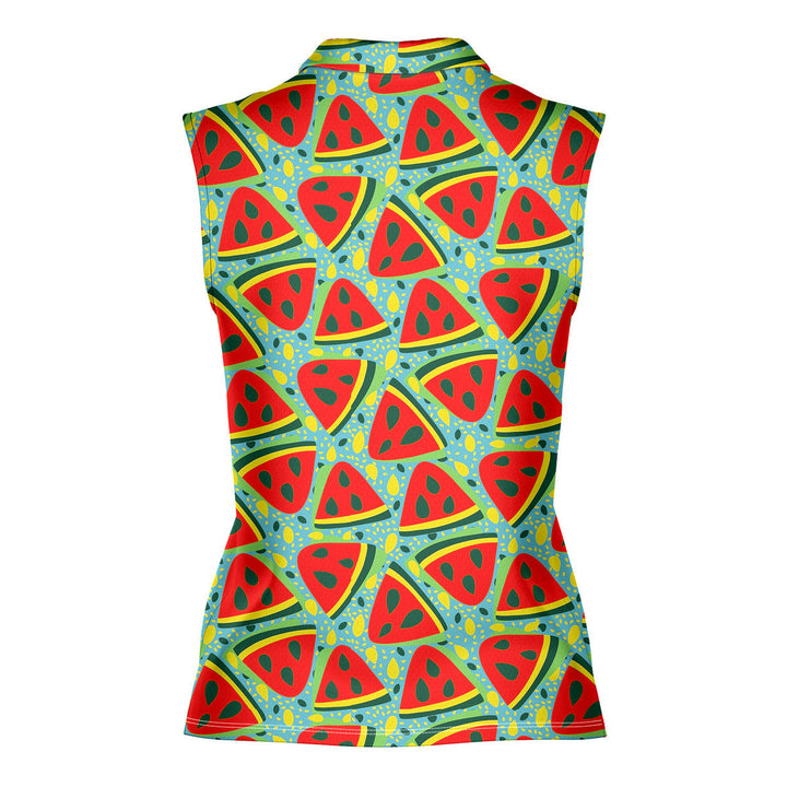 Watermelon Summer Fruit - Ladies Sleeveless Golf Polo Shirt