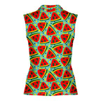 Watermelon Summer Fruit-Women Sleeveless Polo Shirt-Gerbera Prints