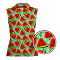 Watermelon Summer Fruit-Women Sleeveless Polo Shirt-Gerbera Prints